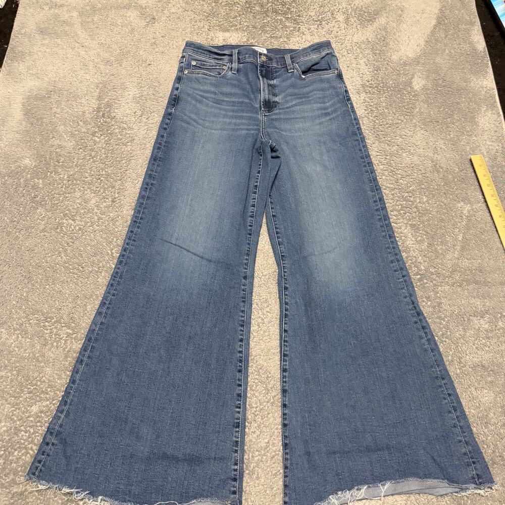 Pistola Izzy Mid Rise Wide Leg Jeans Womens 31 Study Wash Raw Hem Baggy